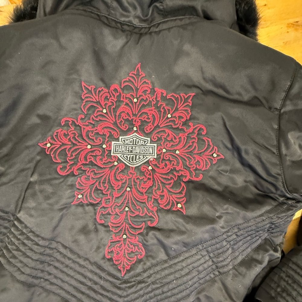Harley-Davidson Coat size Small Women’s Black Hooded Jacket Size S - Picture 11 of 14